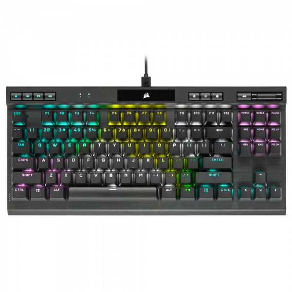 ⁦מקלדת גיימינג מכנית Corsair K70 RGB TKL MX RED⁩ – תמונה ⁦2⁩