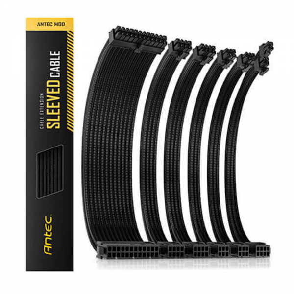 סט מאריכים לכבל מתח ANTEC PSU Sleeved Extension Cable Black