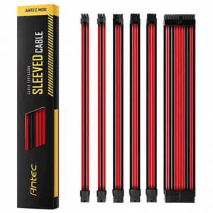 סט מאריכים לכבל מתח ANTEC PSU Sleeved Extension Cable Black/Red