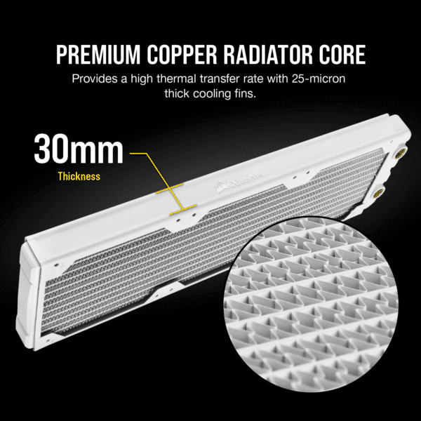 ⁦גוף קירור CORSAIR Hydro X Series XR5 360mm Water Cooling Radiator - White⁩ – תמונה ⁦3⁩