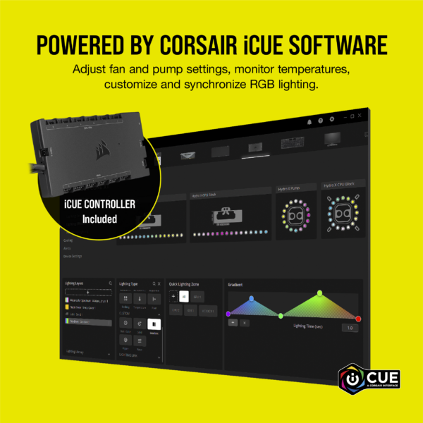 ⁦מערכת קירור נוזלי לבנייה עצמית CORSAIR Hydro X Series iCUE XH305i RGB PRO⁩ – תמונה ⁦5⁩