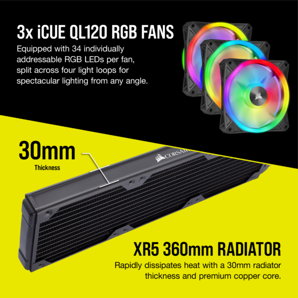 ⁦מערכת קירור נוזלי לבנייה עצמית CORSAIR Hydro X Series iCUE XH305i RGB PRO⁩ – תמונה ⁦7⁩