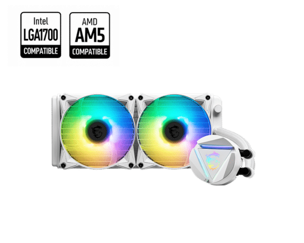 ⁦קירור נוזלי MSI MAG CORELIQUID 240R V2 WHITE⁩ – תמונה ⁦2⁩