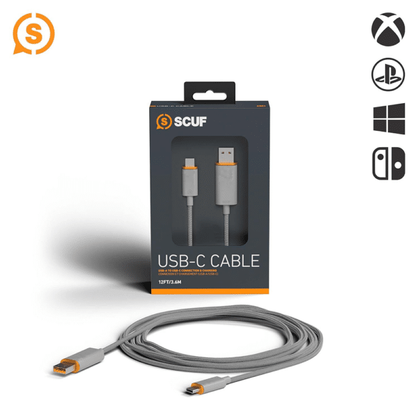 כבל SCUF Braided USB-C Light Gray 2 Meters